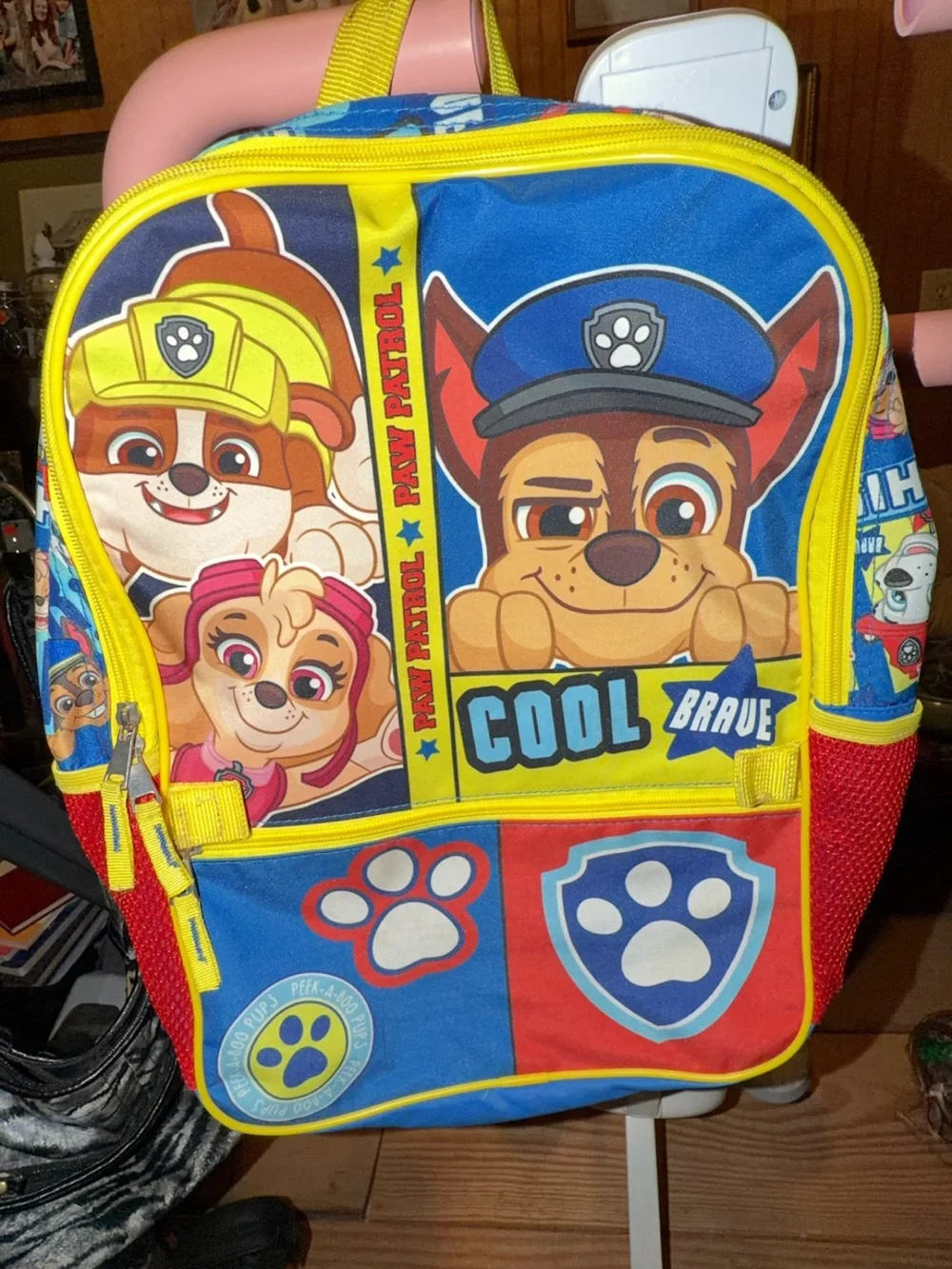 Paw Patrol Blue & Yellow Kids Backpack with Character Graphics